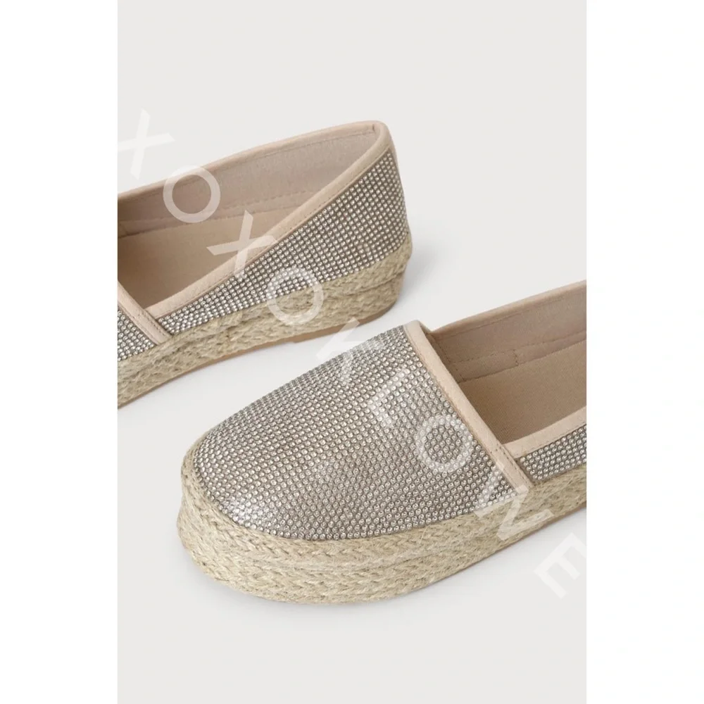 Rhinestone Sparkle Slip On Espadrille Platform Sneakers Bling Bling - Picture 9 of 14